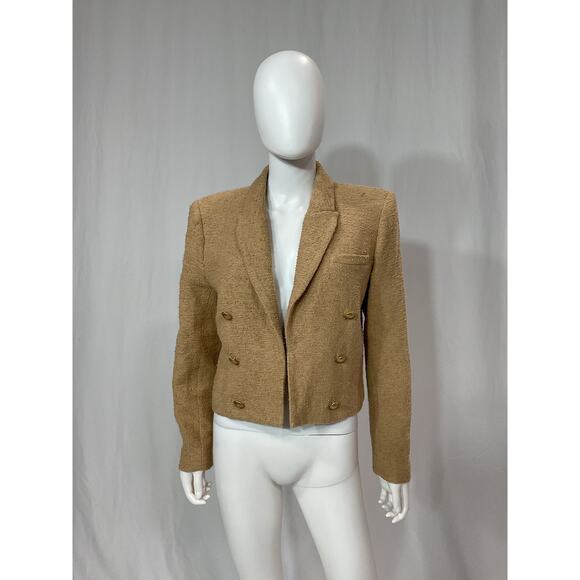 L'Agence 'Inez' Tan Tweed Blazer Size 12 - Picture 2 of 5